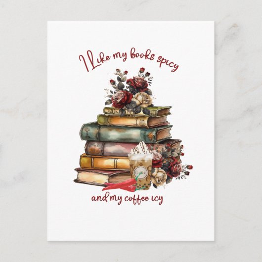 私は私の本はスパイシーと私のコーヒーシーが好き ポストカード (正面)