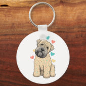 私は私の柔らかいコーティングされたホイートテリアードッグハートが大好き キーホルダー (正面)