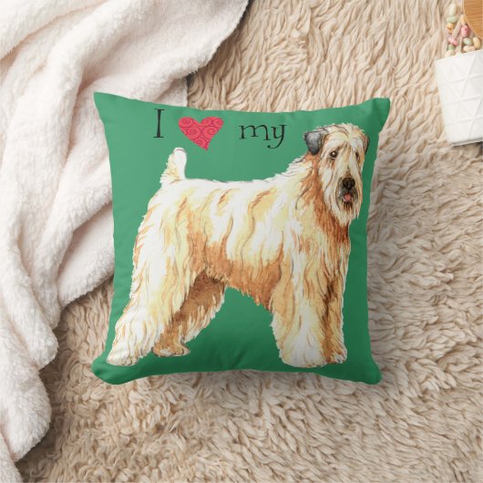私は私の柔らかい上塗を施してあるWheatenテリアを愛します クッション (ブランケット)