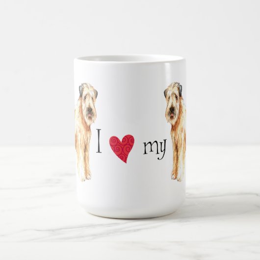 私は私の柔らかい上塗を施してあるWheatenテリアを愛します コーヒーマグカップ (中央)
