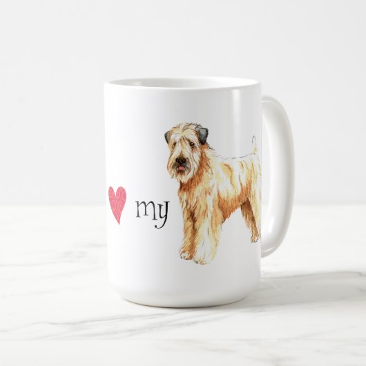 私は私の柔らかい上塗を施してあるWheatenテリアを愛します コーヒーマグカップ (正面右)