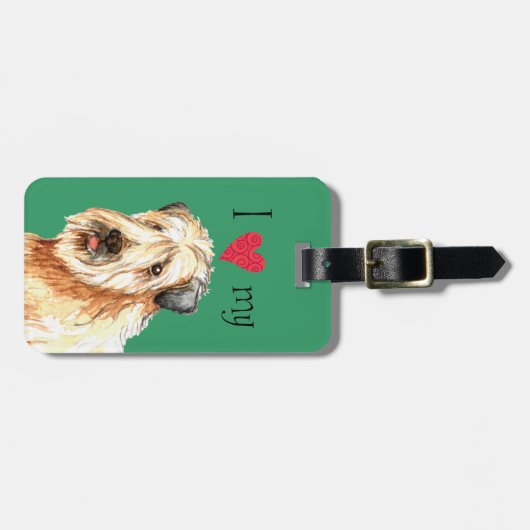 私は私の柔らかい上塗を施してあるWheatenテリアを愛します ラゲッジタグ (正面横)