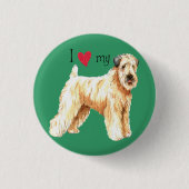 私は私の柔らかい上塗を施してあるWheatenテリアを愛します 缶バッジ (正面)