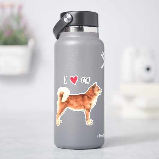 私は私の柴犬ビニールのステッカーが大好き シール (HydroFlask)