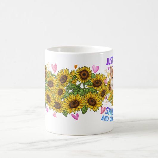 私は私の柴犬犬ペットのハート白熱［赤熱］光を放つコーヒーが大好き コーヒーマグカップ (中央)