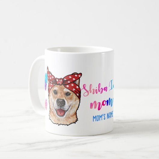 私は私の柴犬犬ペットのハート白熱［赤熱］光を放つコーヒーが大好き コーヒーマグカップ (正面左)