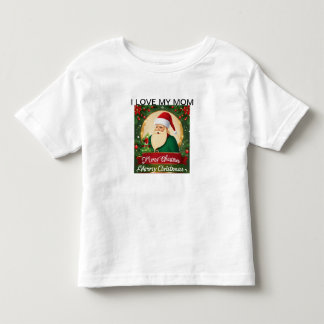 私は私の母が大好き – サンタクリスマスTシャツ トドラーTシャツ