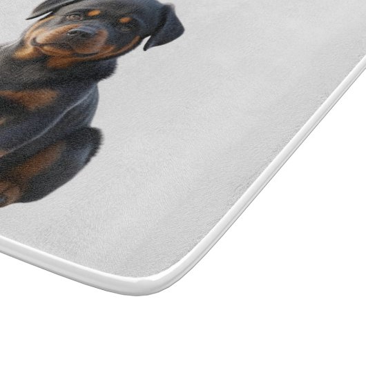 私は私の母のロットワイラー子犬が大好き カッティングボード (角)