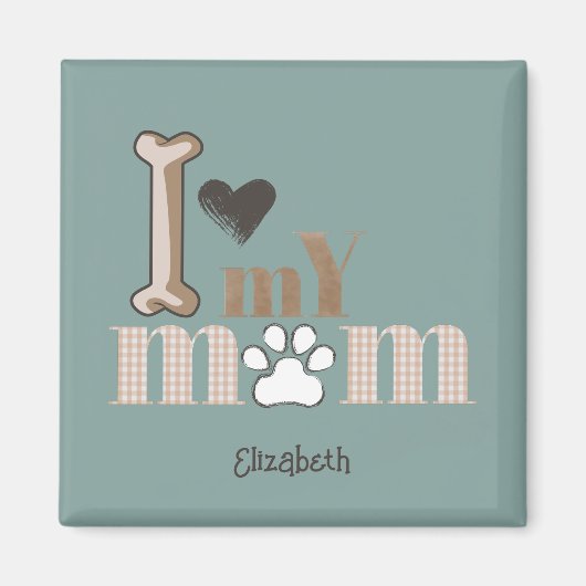 私は私の母の犬の手のハート磁石を愛する マグネット (正面)