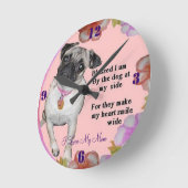 私は私の母を愛し、Pug ClocK ラウンド壁時計 (傾斜)