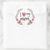 私は私の母を愛する幸せな母の日のシール ラウンドシール (バッグ)