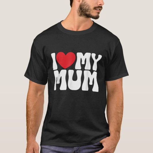 私は私の母を愛する私のハート男性の女性おもしろい Tシャツ (正面)