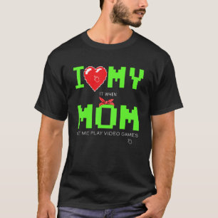 私は私の母ピクセルハートビデオゲーム子供たち男の子M大好き Tシャツ