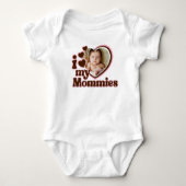 私は私の母ピンクの茶色の写真が大好き ベビーボディスーツ (正面)