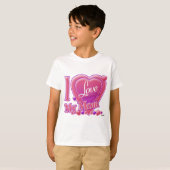 私は私の母ピンク/紫が大好き – ハート Tシャツ (正面フル)