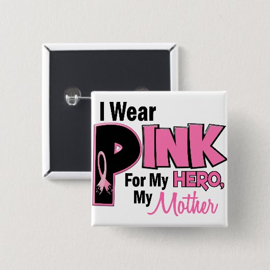 私は私の母19のためのピンクを身に着けています 缶バッジ (正面&裏面)