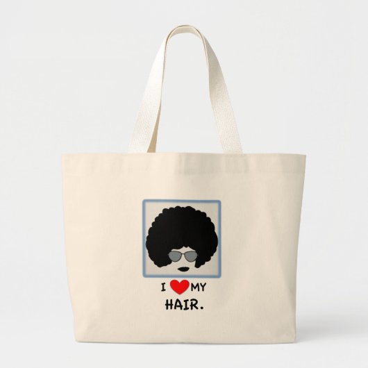 私は私の毛-アフリカ--を愛します ラージトートバッグ (正面)