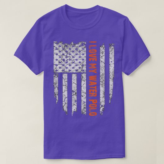 私は私の水ポロアメリカ国旗が大好き Tシャツ (デザイン正面)