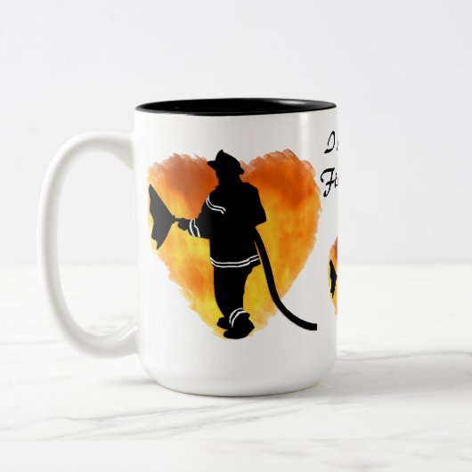 "私は私の消防士"のマグ愛します ツートーンマグカップ (左)