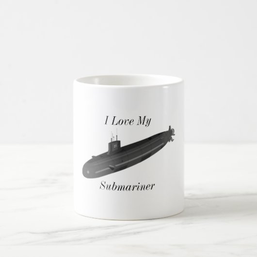 私は私の潜水艦乗組員のマグを愛します コーヒーマグカップ (中央)