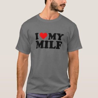 私は私の熟女おもしろい赤いハートMilf Iハートマイミル Tシャツ
