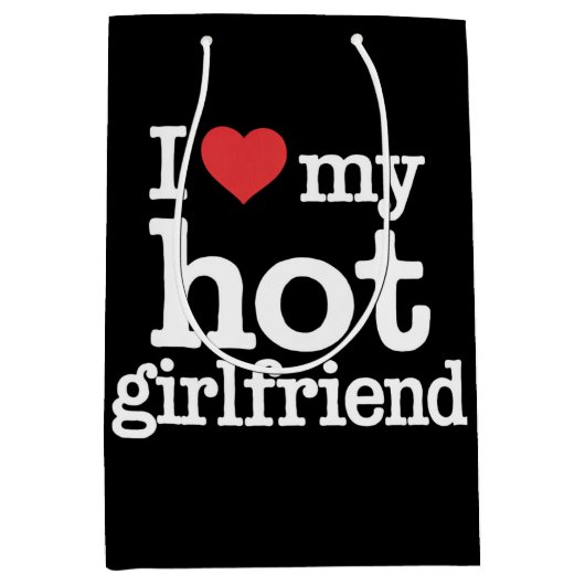 私は私の熱いガールフレンドのバレンタインデーGfギフトが大好き ミディアムペーパーバッグ (正面)