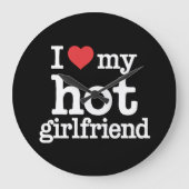 私は私の熱いガールフレンドのバレンタインデーGfギフトが大好き ラージ壁時計 (正面)