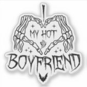 私は私の熱いボーイフレンドのハロウィーンスケルトンが大好おもしろい シール (正面)