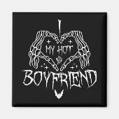 私は私の熱いボーイフレンドのハロウィーンスケルトンが大好おもしろい マグネット (正面)