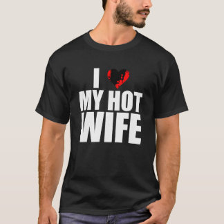 私は私の熱い妻を愛moms赤いハート妻おもしろい tシャツ