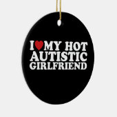 私は私の熱い自閉症ガールフレンドGF自閉症ハート セラミックオーナメント (右)