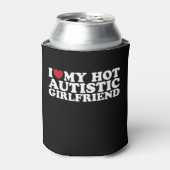 私は私の熱い自閉症ガールフレンドGF自閉症ハート 缶クーラー (缶正面)