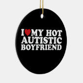 私は私の熱い自閉症ボーイフレンドBF自閉症ハート セラミックオーナメント (右)