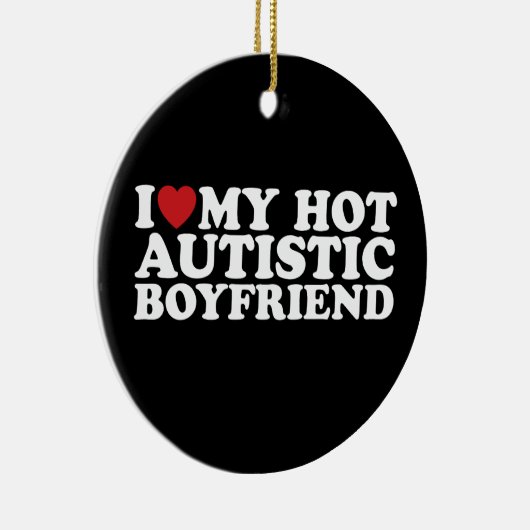 私は私の熱い自閉症ボーイフレンドBF自閉症ハート セラミックオーナメント (右)