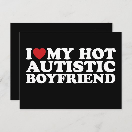 私は私の熱い自閉症ボーイフレンドBF自閉症ハート ポストカード (正面/裏面)