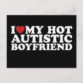 私は私の熱い自閉症ボーイフレンドBF自閉症ハート ポストカード (正面)