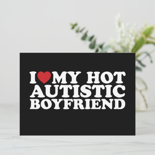 私は私の熱い自閉症ボーイフレンドBF自閉症ハート 招待状 (スタンド正面)