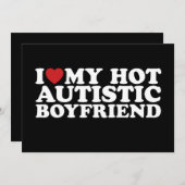 私は私の熱い自閉症ボーイフレンドBF自閉症ハート 招待状 (正面/裏面)