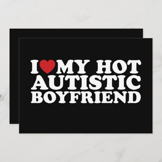 私は私の熱い自閉症ボーイフレンドBF自閉症ハート 招待状 (正面/裏面)