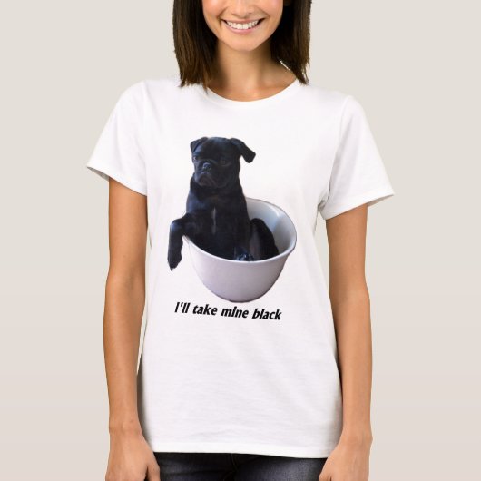 私は私の物に黒黒いパグのTシャツを取ります Tシャツ (正面)