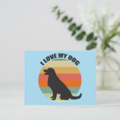 私は私の犬かわいいゴールデンレトリバーの夕日が大好き ポストカード (スタンド正面)