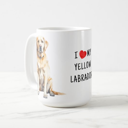 私は私の犬かわいい黄色いラブラドールレトリバーが大好き コーヒーマグカップ (正面左)