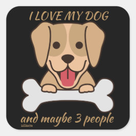 私は私の犬が大好きで、多分3人かわいいおもしろい犬 スクエアシール