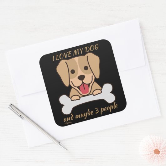 私は私の犬が大好きで、多分3人かわいいおもしろい犬 スクエアシール (封筒)