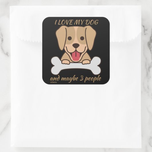 私は私の犬が大好きで、多分3人かわいいおもしろい犬 スクエアシール (バッグ)