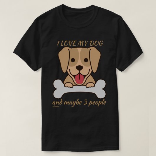 私は私の犬が大好きで、多分3人かわいいおもしろい犬 Tシャツ (デザイン正面)