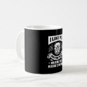 私は私の犬と多分3人が私のバイクが好き コーヒーマグカップ (正面左)