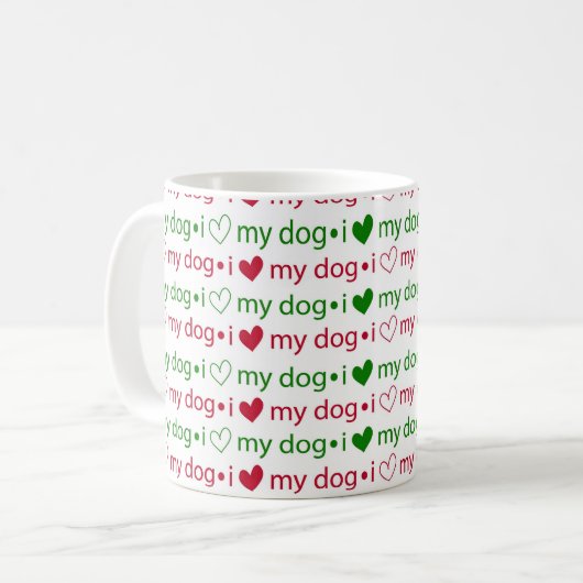 私は私の犬のコーヒークリスマスのマグを愛します コーヒーマグカップ (正面左)