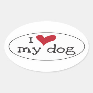 私は私の犬のステッカーを愛します 楕円形シール
