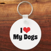 私は私の犬のハートが大好き – 動物愛好家 キーホルダー (正面)